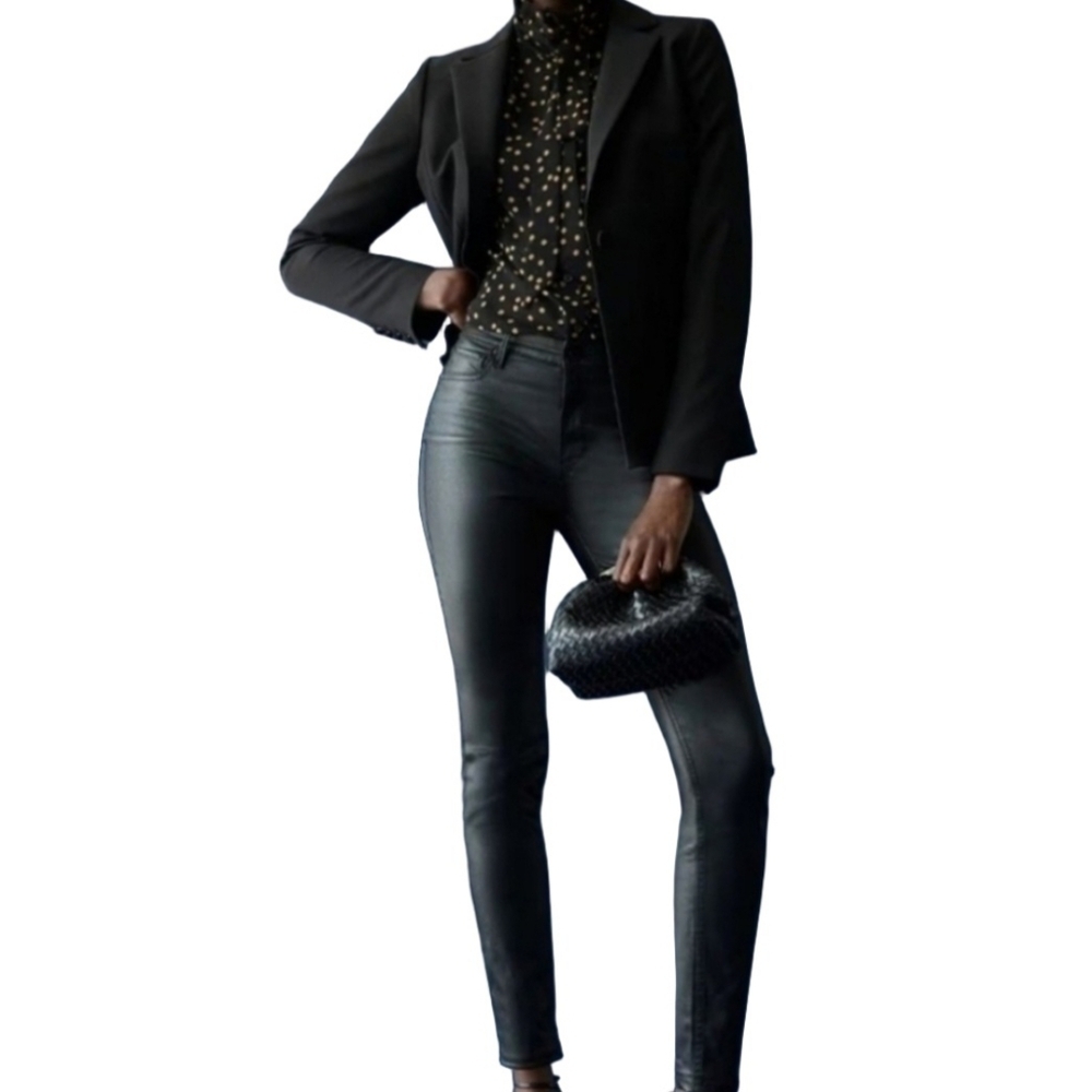 Universal Thread High-Rise Coated Cotton Blend Skinny Jeans Shiny Black New Sz10